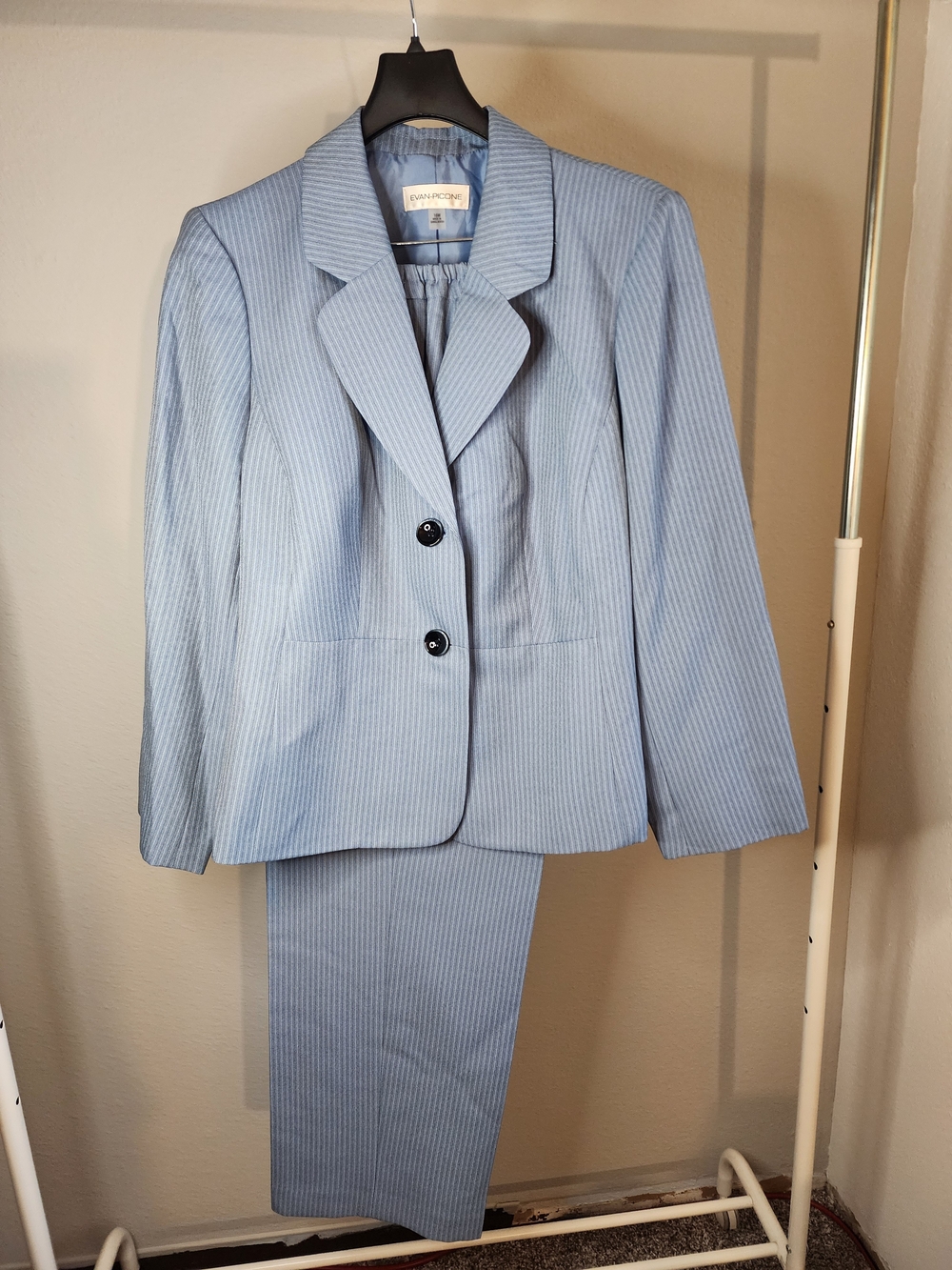 Evan Picone Light Blue Pinstripe Women's Blazer & Trousers